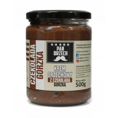 Pasta orzechowa z gorzką czekoladą 500g Pasta orzechowa z gorzką czekoladą 500g